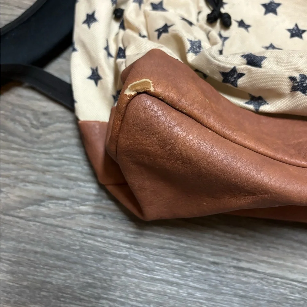Star Patterned Trans Jansport Backpack - Cream and Brown
